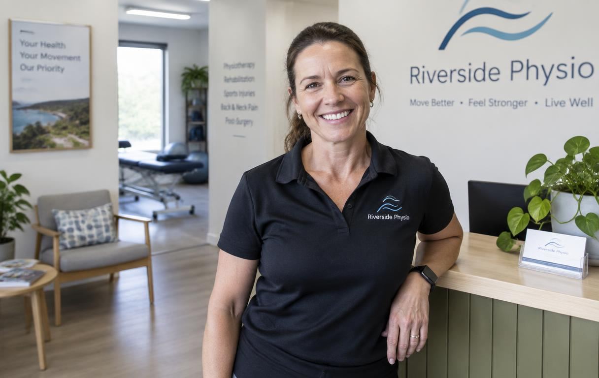 A clinic owner in her practice reception