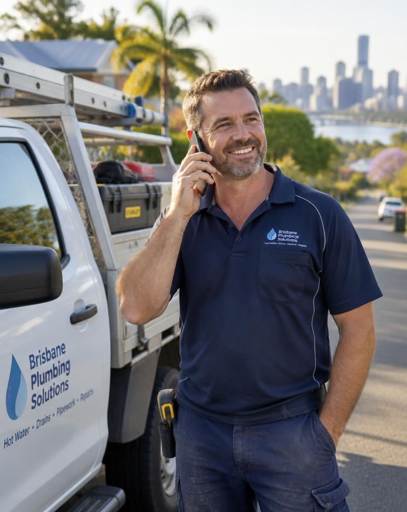 Local plumbing business owner taking a call from a new customer