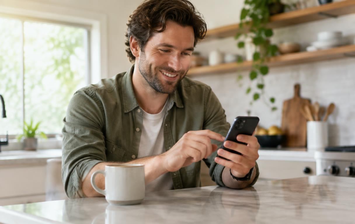 A man liking and commenting on a social post